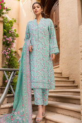 Bin Saeed Stitched 3 Piece Exclusive Printed Lawn Vol-06 Suit-SM-1978-Mint