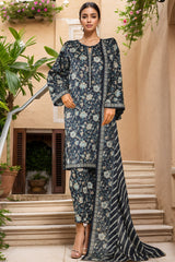 Bin Saeed Stitched 3 Piece Exclusive Printed Lawn Vol-07 Suit-NSM-2197-Navy Blue