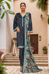 Bin Saeed Stitched 3 Piece Exclusive Printed Lawn Vol-08 Suit-NSM-2214-N.Blue