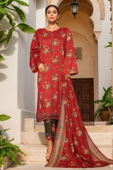 Bin Saeed Stitched 3 Piece Exclusive Printed Lawn Vol-08 Suit-NSM-2218-Maroon