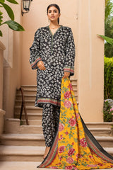 Bin Saeed Stitched 3 Piece Exclusive Printed Lawn Vol-08 Suit-NSM-2213-Black