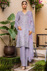 Bin Saeed Stitched 3 Piece Luxe Self & Self Suit-NSM-2219-Purple