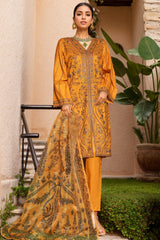 Bin Saeed Stitched 3 Piece Luxe Self & Self Suit-NSM-2224-Mustard