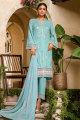 Bin Saeed Stitched 3 Piece Luxe Self & Self Suit-NSM-2245-Mint