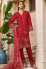Bin Saeed Stitched 3 Piece Luxury Suit-OWCS-2306-Red