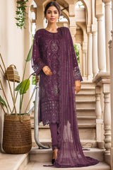 Bin Saeed Stitched 3 Piece Luxury Emb Chiffon Suit-RTSC-1897-Purple