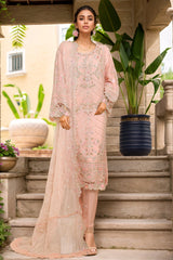 Bin Saeed Stitched 3 Piece Luxury Emb Chiffon & Organza Suit-STSC-2192-Pink