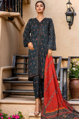Bin Saeed Stitched 3 Piece Luxury Front Open Cutwork Vol-03 Suit-SM-2161-Dark Green