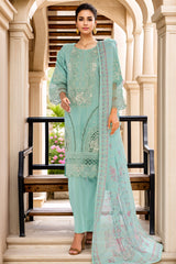 Bin Saeed Stitched 3 Piece Luxury Plain Cotton Vol-02 Collection-LF-1613-Ferozi