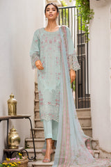 Bin Saeed Stitched 3 Piece Luxury Plain Cotton Vol-03 Collection-LF-1719-Ferozi