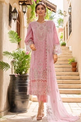 Bin Saeed Stitched 3 Piece Luxury Self & Self Frock Collection-SMK-1600-Pink