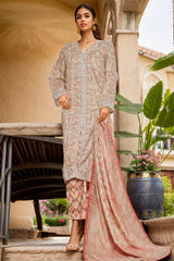 Bin Saeed Stitched 3 Piece Open Front Cutwork Kari Suit-SM-2111-Skin
