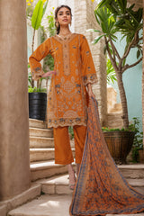 Bin Saeed Stitched 3 Piece Plain Lawn Vol-01 Suit-LF-2274-Mustard