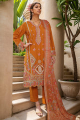 Bin Saeed Stitched 3 Piece Plain Lawn Vol-01 Suit-LF-2278-Mustard