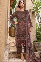 Bin Saeed Stitched 3 Piece Plain Lawn Vol-01 Suit-LF-2280-B Brown