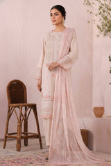 Bin Saeed Stitched 3 Piece Luxury Plain Cotton Suit-LF-2484-Skin