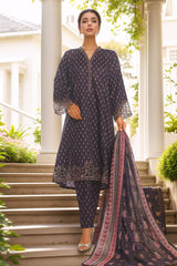Bin Saeed Stitched 3 Piece Emb Lawn Frock Vol-03 Collection-SM-1643-Blue