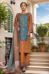 Bin Saeed Stitched 3 Piece Exc Chikankari Lawn Suit-SM-2137-Teal