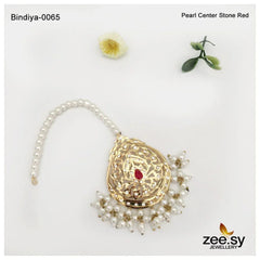 Bindiya-0065 Pearl Center Stone Red - Zeesy Jewellery