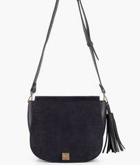 RTW Creation - Black suede foldover saddle bag