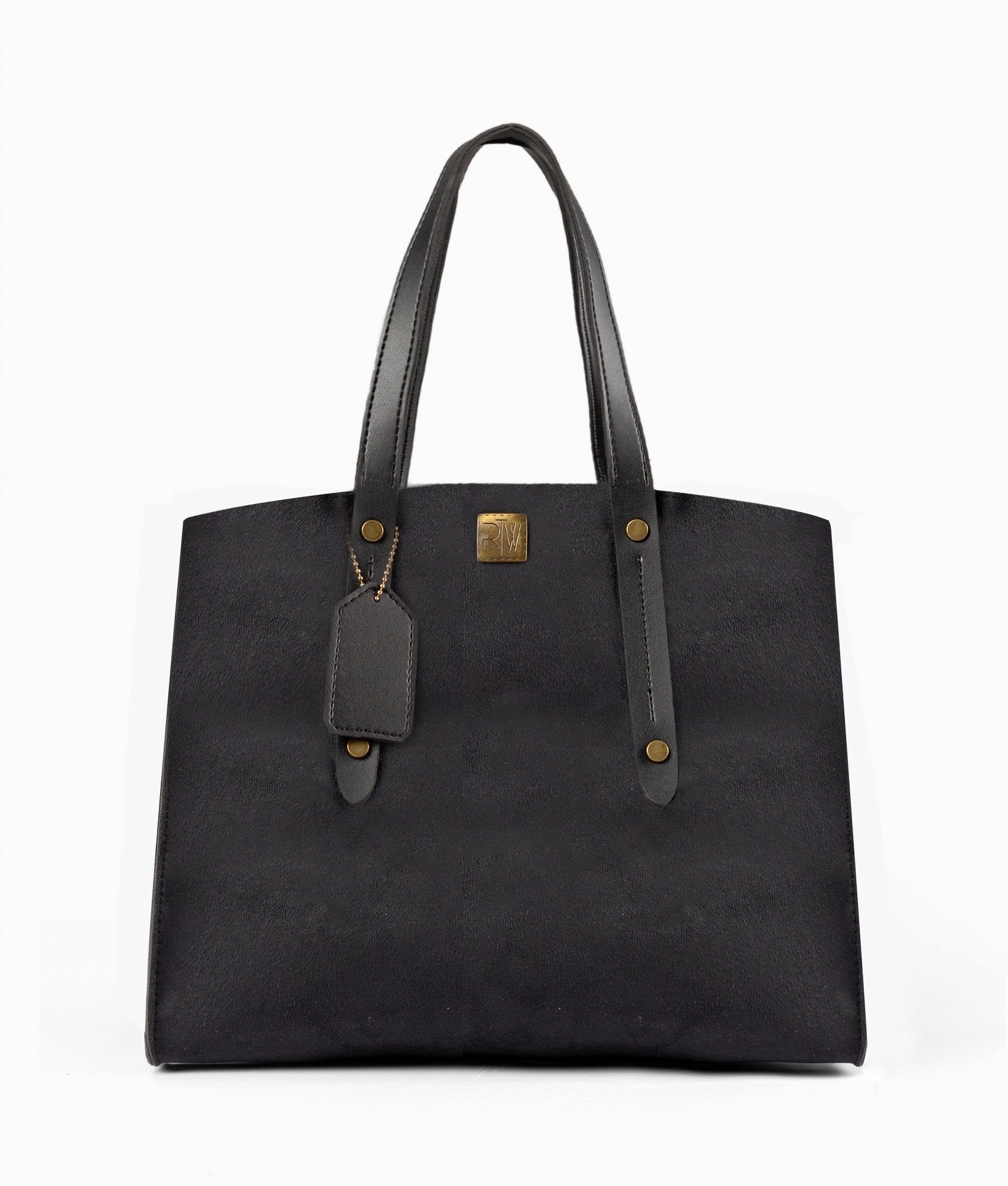 RTW Creation - Black suede multi compartment satchel bag