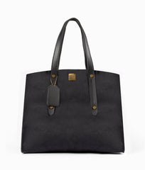 RTW Creation - Black suede multi compartment satchel bag