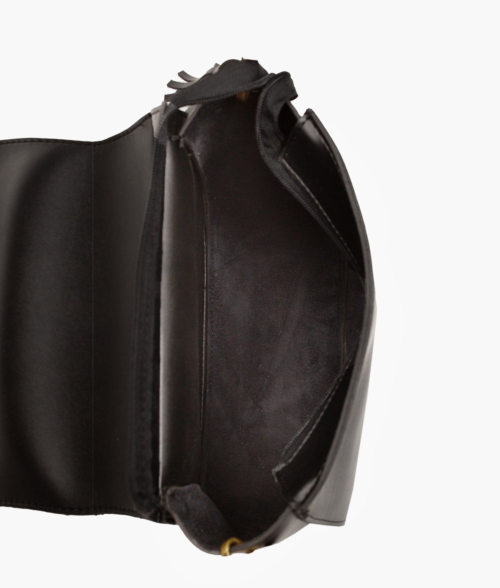 RTW Creation - Black suede foldover saddle bag