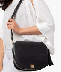 RTW Creation - Black suede foldover saddle bag