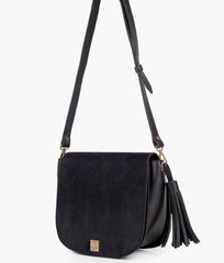 RTW Creation - Black suede foldover saddle bag