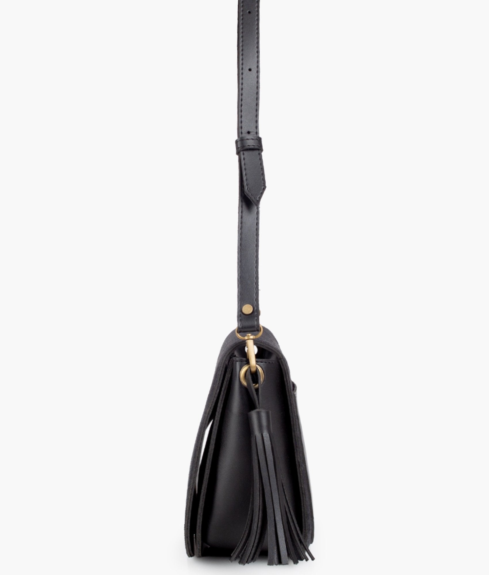 RTW Creation - Black suede foldover saddle bag