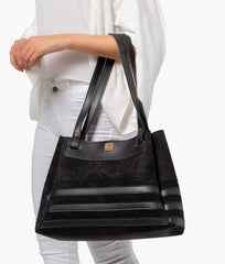 RTW Creation - Black suede zebra tote bag