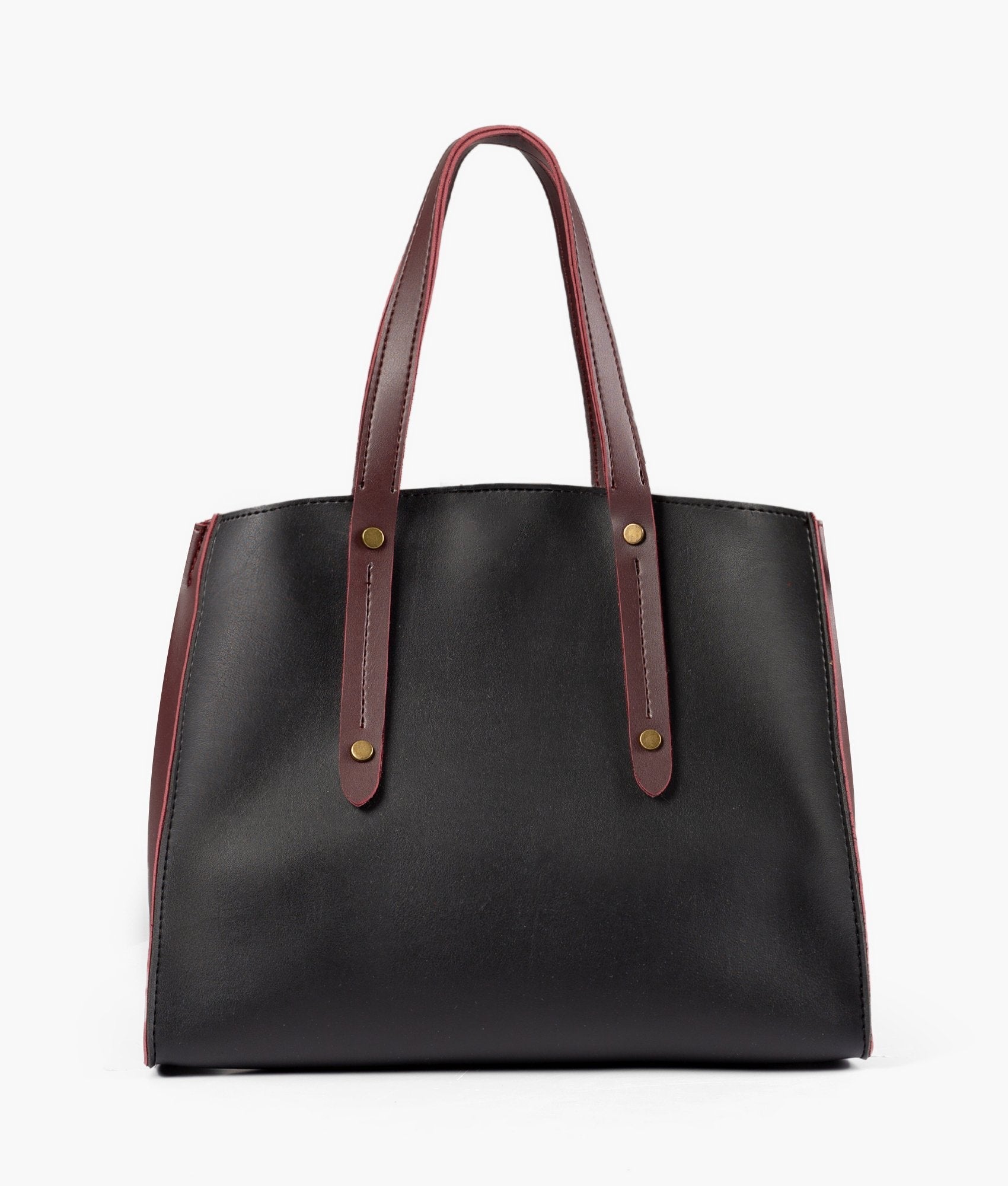 RTW Creation - Black with burgundy multi compartment satchel bag
