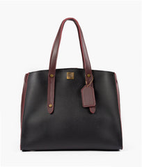 RTW Creation - Black with burgundy multi compartment satchel bag