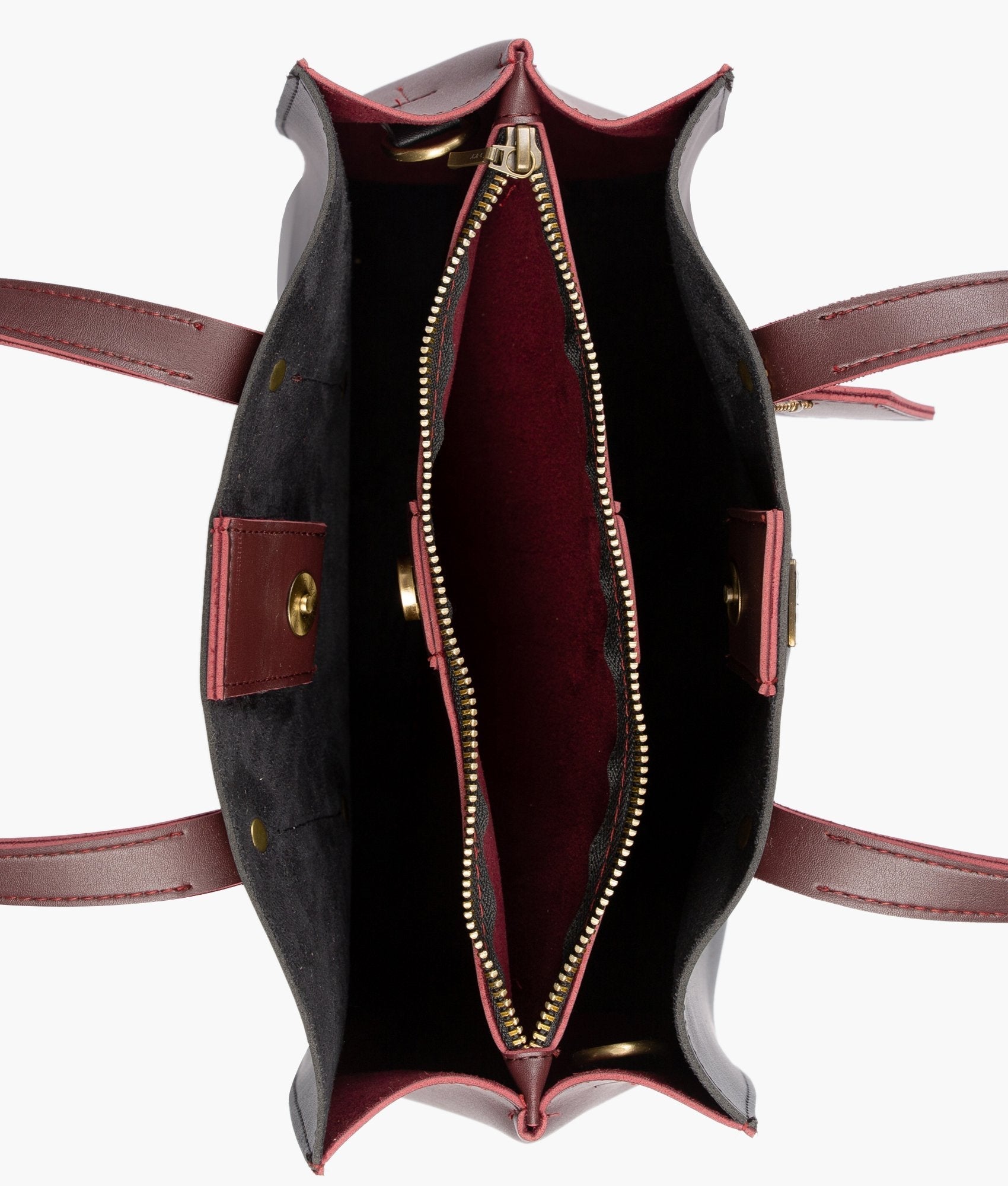 RTW Creation - Black with burgundy multi compartment satchel bag