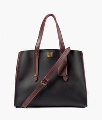 RTW Creation - Black with burgundy multi compartment satchel bag