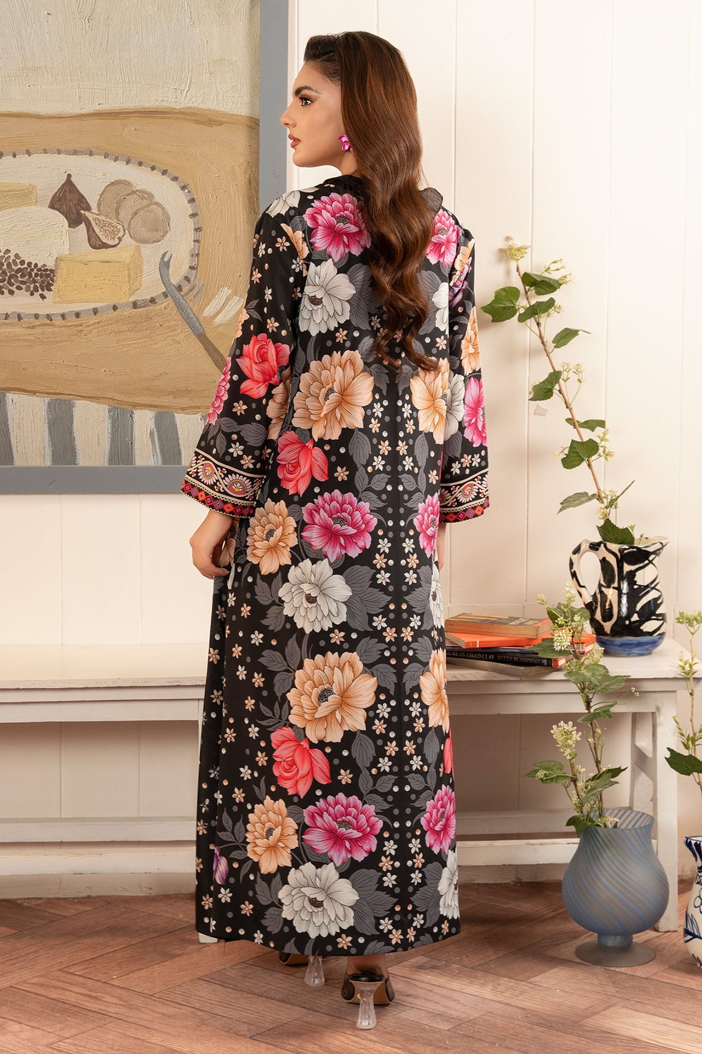 Zebaish By Stitch Vibes Stitched Shirts Collection'2024-Black Flora Shirt