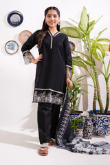 Chic black cotton 3 pc suits for girls ??? stylish monochrome designs perfect for parties, Eid & special occasions. 
