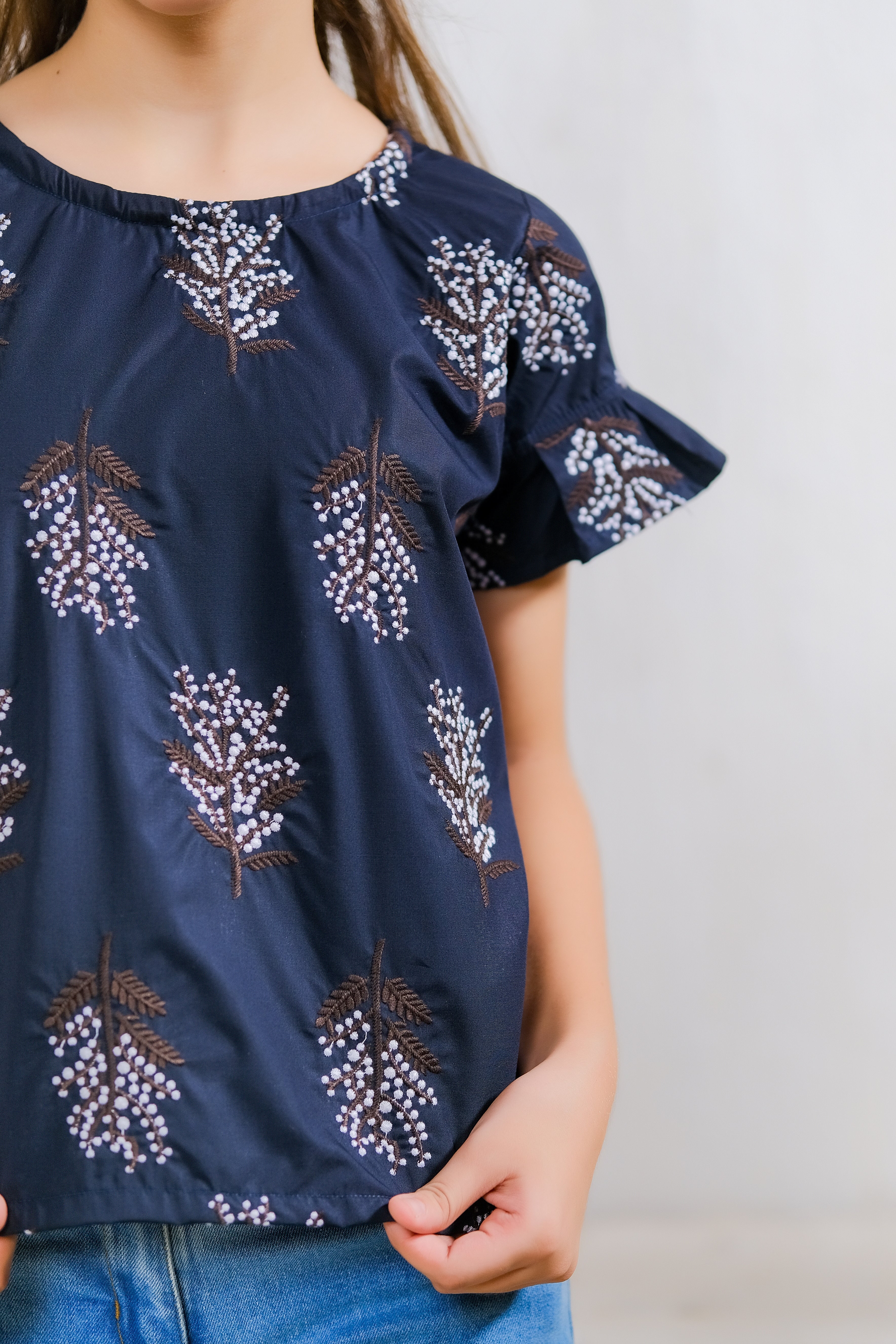 Sprinkles Stitched 1 Piece Summer Shirts Kids Collection'2025-Black & White Floral Print Top
