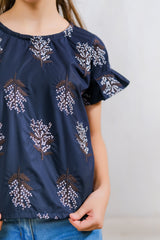 Sprinkles Stitched 1 Piece Summer Shirts Kids Collection'2025-Black & White Floral Print Top