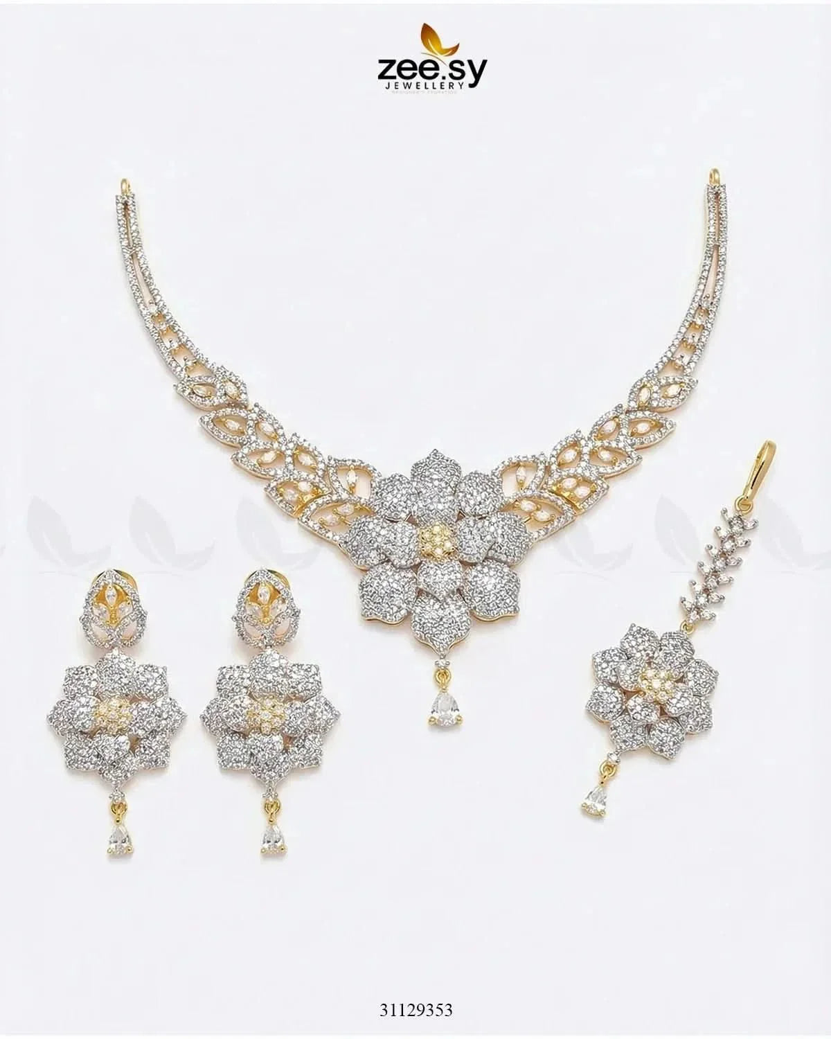 Bloom Camellia Crystal Necklace Set