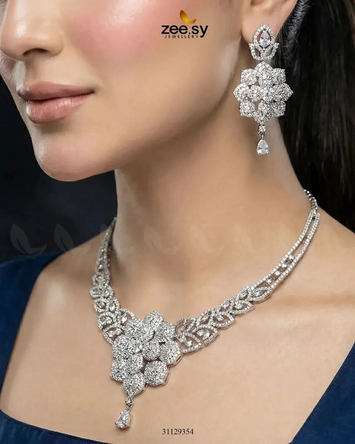 Bloom Camellia Crystal Necklace Set