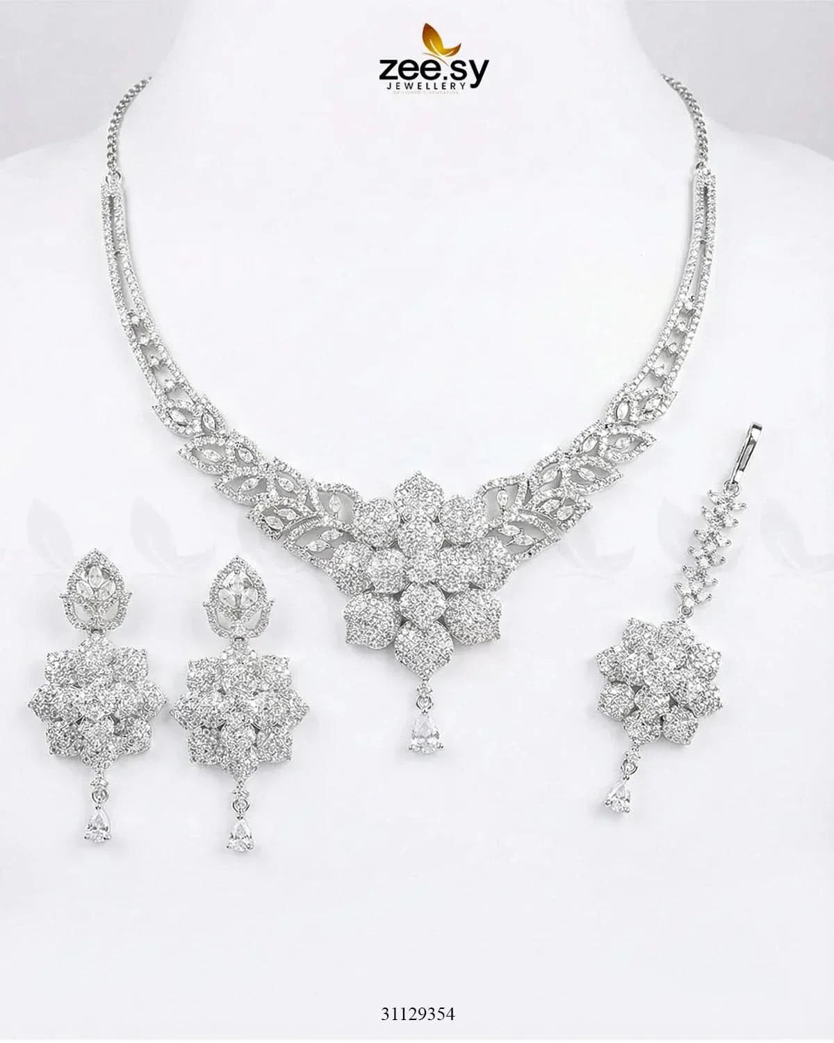 Bloom Camellia Crystal Necklace Set