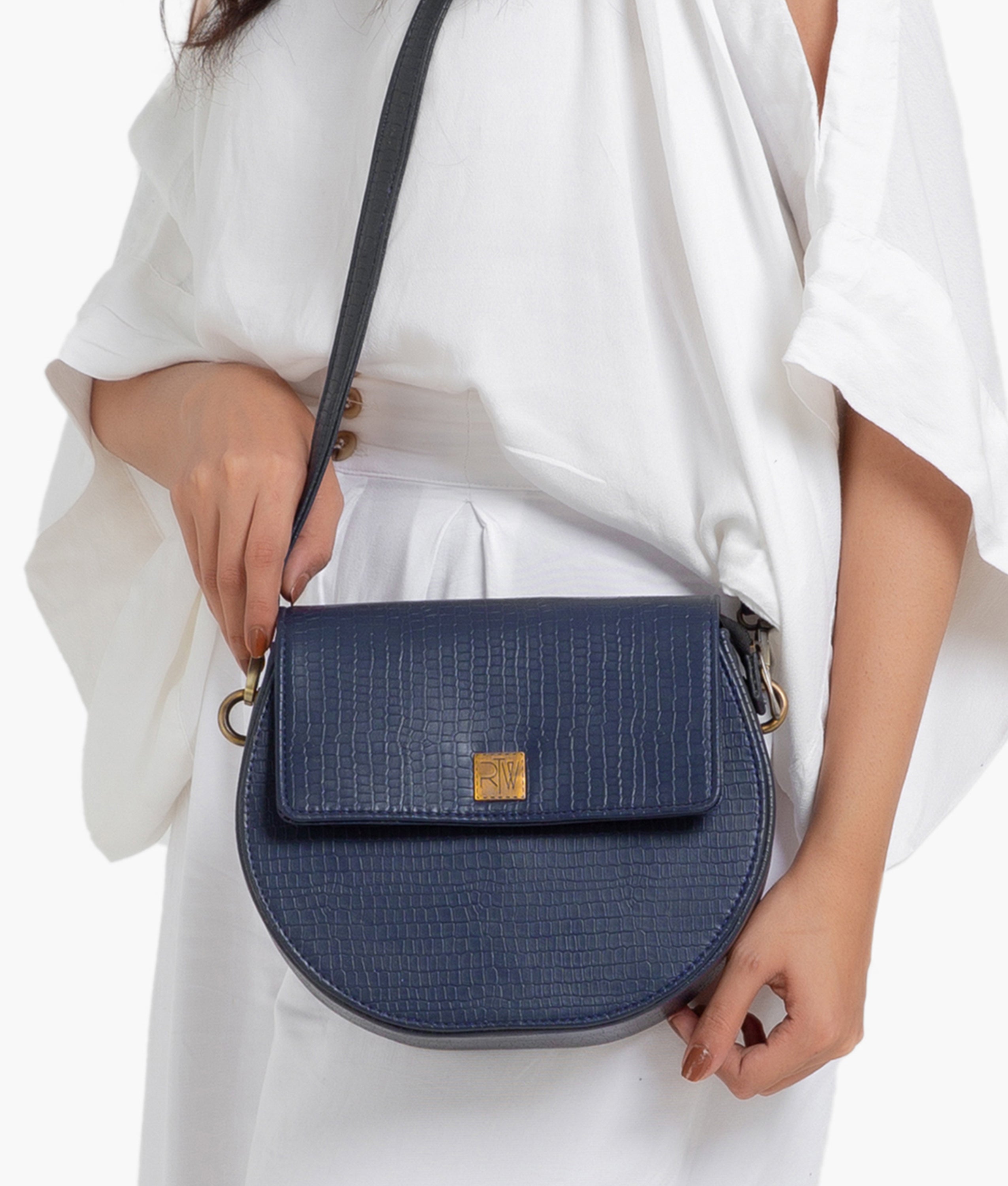 RTW Creation - Blue crocodile saddle bag