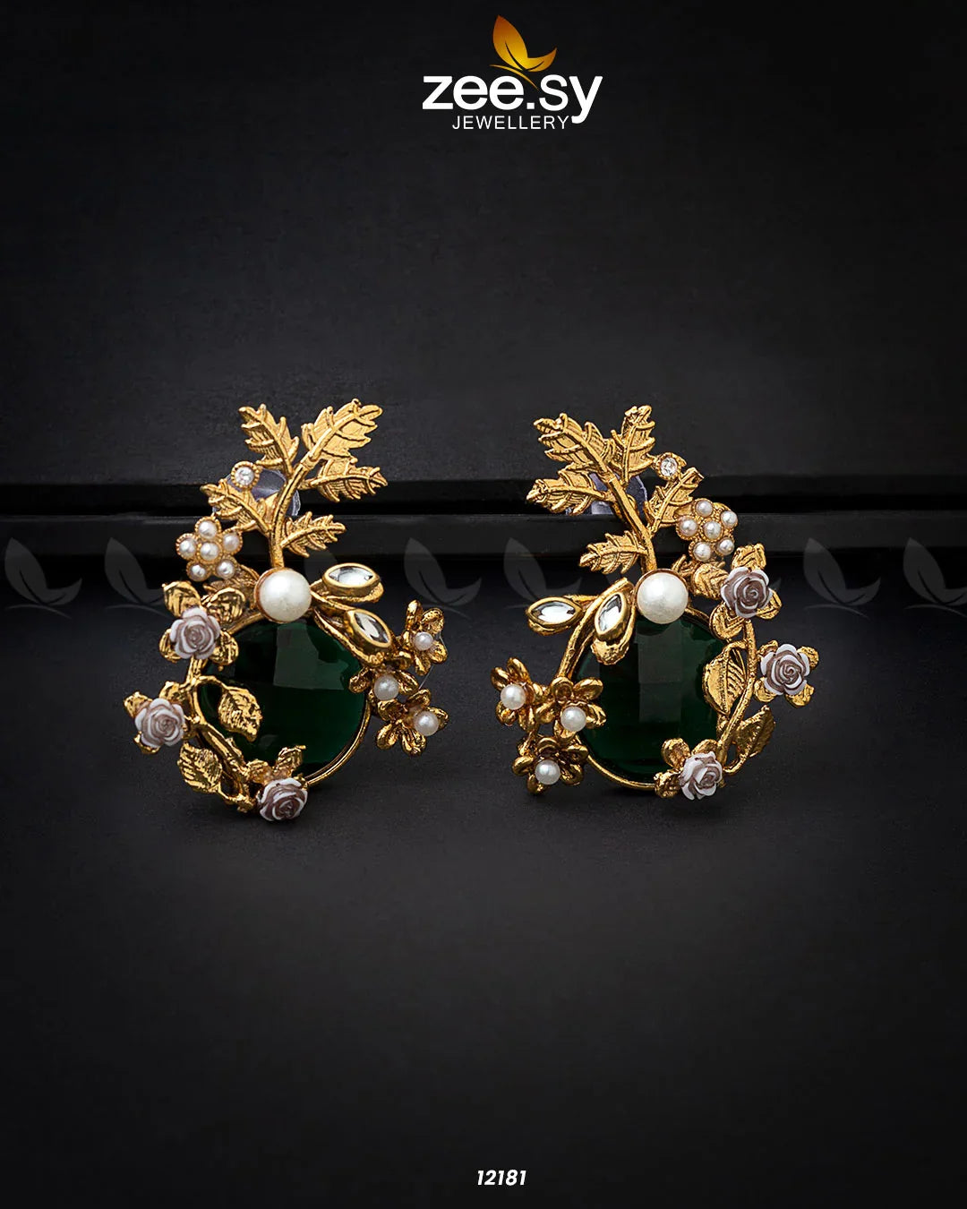 Bract Earrings Green - Zeesy Jewellery