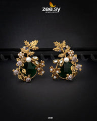 Bract Earrings Green - Zeesy Jewellery