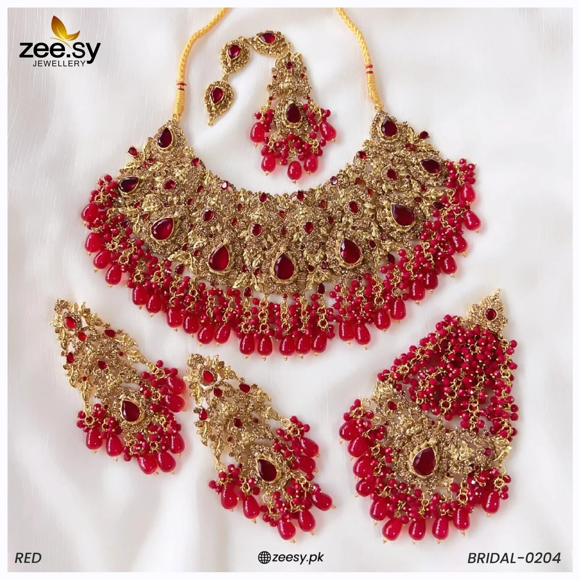 BRIDAL-0204 Red - Zeesy Jewellery