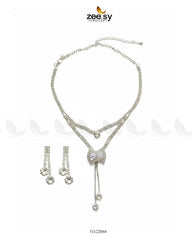 Brilliant Ribbon Drape Necklace Set - Zeesy Jewellery