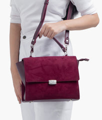 RTW Creation - Burgundy suede mini messenger bag