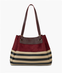RTW Creation - Burgundy suede and white zebra tote bag