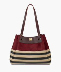 RTW Creation - Burgundy suede and white zebra tote bag